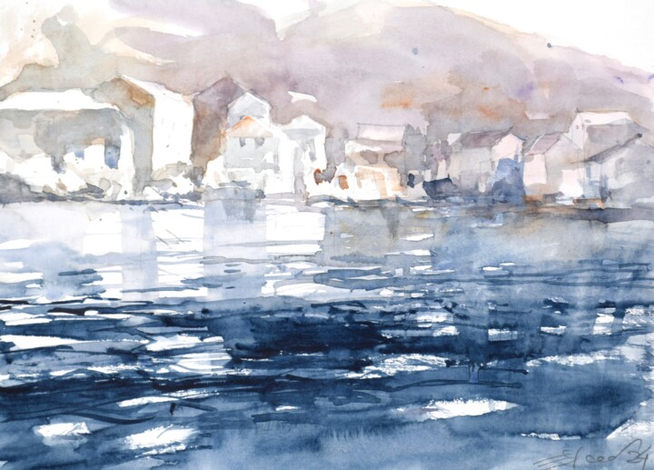 Painting titled "Lastovo" by Goran Žigolić (watercolors), Original Artwork, Watercolor