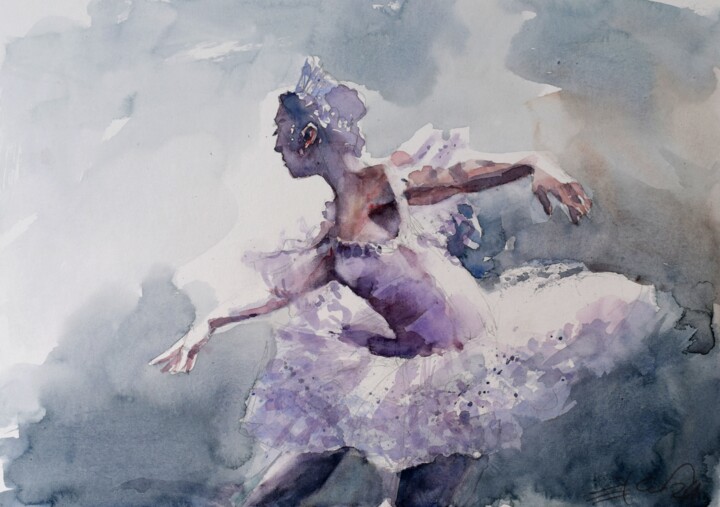 Peinture intitulée "Ballerinas dream" par Goran Žigolić (watercolors), Œuvre d'art originale, Aquarelle