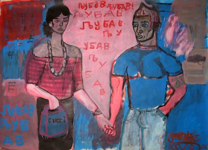 Peinture intitulée "Instant Love" par Goran Bulatovic, Œuvre d'art originale,