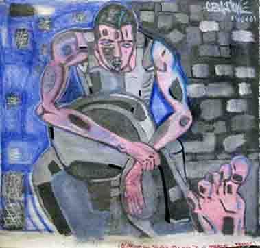 Peinture intitulée "Tagger After Work" par Goran Bulatovic, Œuvre d'art originale,