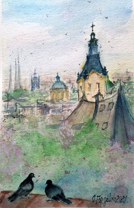 Картина под названием "Весеннее дыхание" - Oksana Gordijko, Подлинное произведение искусства, Акварель