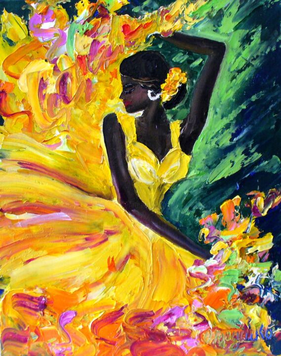 Painting titled "Flamenco" by Oksana Gordijko, Original Artwork, Oil