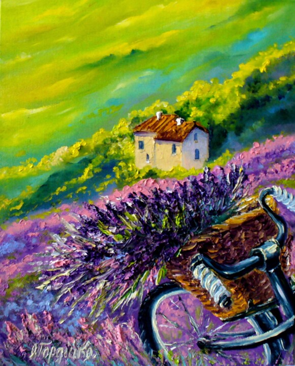 Painting titled "Provence lavender f…" by Oksana Gordijko, Original Artwork, Oil