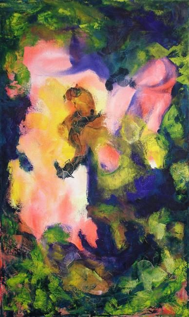 Painting titled "Fuego lontano I" by Andrea Rojas, Original Artwork