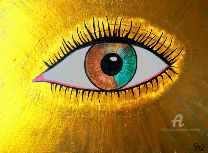 "golden eye" başlıklı Tablo Gor Don(Gnie) tarafından, Orijinal sanat, Akrilik Ahşap Sedye çerçevesi üzerine monte edilmiş