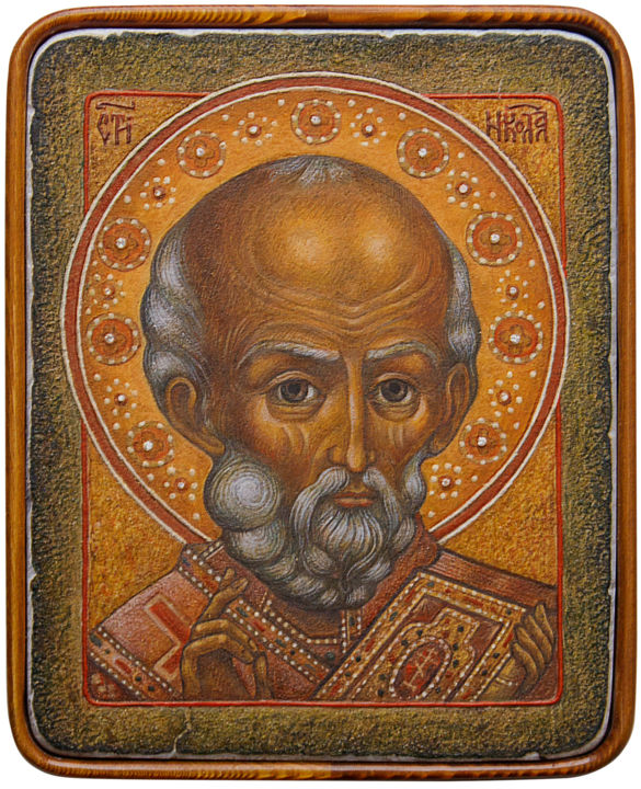 Картина под названием "St. Nicholas" - Aliona Gordon, Подлинное произведение искусства, Другой