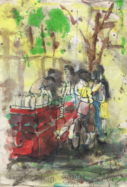 Pittura intitolato "Ice cream Sandwich,…" da Gordonartist1, Opera d'arte originale, Acrilico