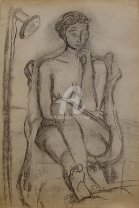 Drawing titled "sissy" by Bruno, Original Artwork, Charcoal