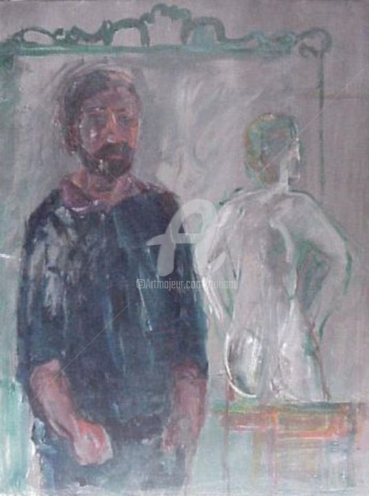 Painting titled "autoritratto" by Bruno, Original Artwork, Oil