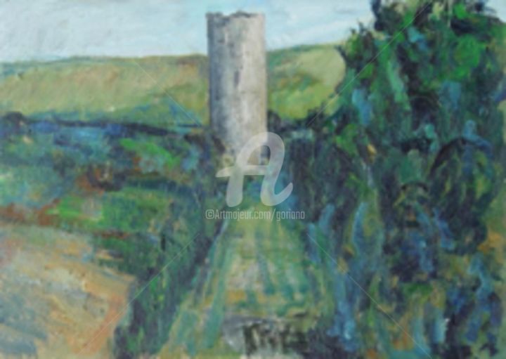 Pittura intitolato "la-torre di Goriano…" da Bruno, Opera d'arte originale, Olio