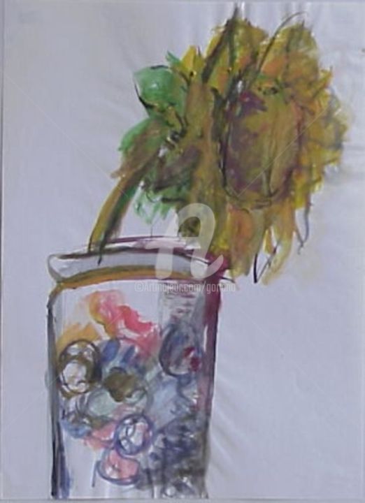Dibujo titulada "girasole in vaso" por Bruno, Obra de arte original, Otro