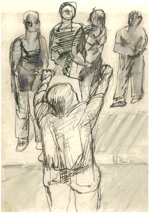 Drawing titled "assemblea" by Bruno, Original Artwork, Ink
