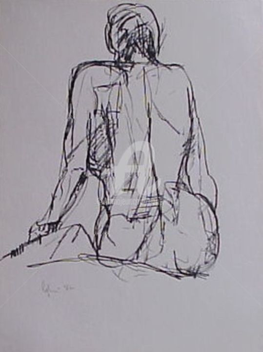 Dibujo titulada "studio di nudo" por Bruno, Obra de arte original, Tinta