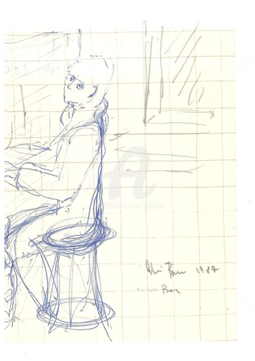 Disegno intitolato "bar" da Bruno, Opera d'arte originale, Biro