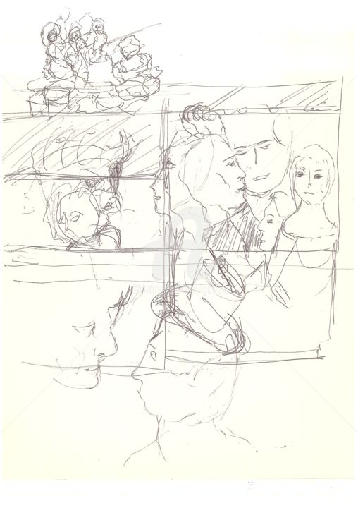 Рисунок под названием "studi-per-quadri-ad…" - Bruno, Подлинное произведение искусства, Шариковая ручка