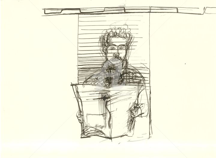 Drawing titled "studio-per-lettore-…" by Bruno, Original Artwork, Ink