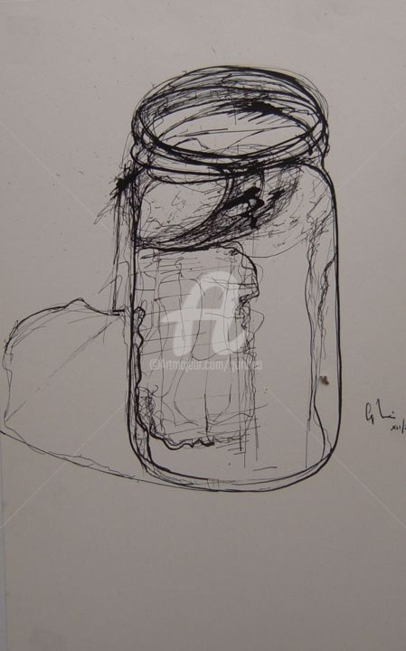 Tekening getiteld "vaso di vetro" door Bruno, Origineel Kunstwerk, Inkt