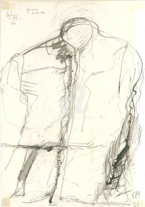 Drawing titled "la giacca" by Bruno, Original Artwork, Ink
