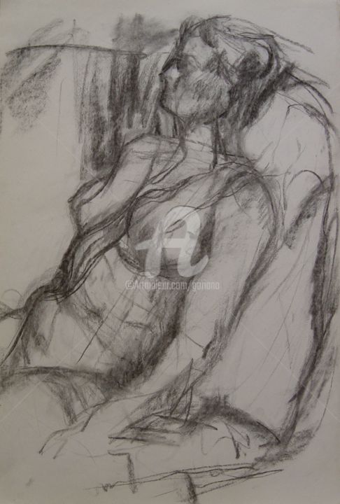 Drawing titled "sissy" by Bruno, Original Artwork, Charcoal