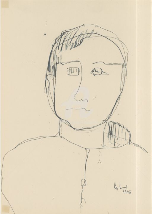 Desenho intitulada "ritratto di giovane" por Bruno, Obras de arte originais, Tinta