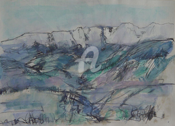 Drawing titled "monte-sirente" by Bruno, Original Artwork, Other