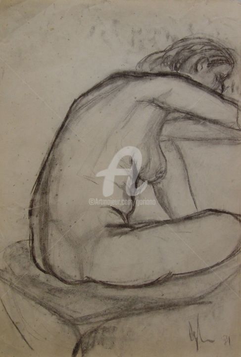 Drawing titled "sissy" by Bruno, Original Artwork, Charcoal