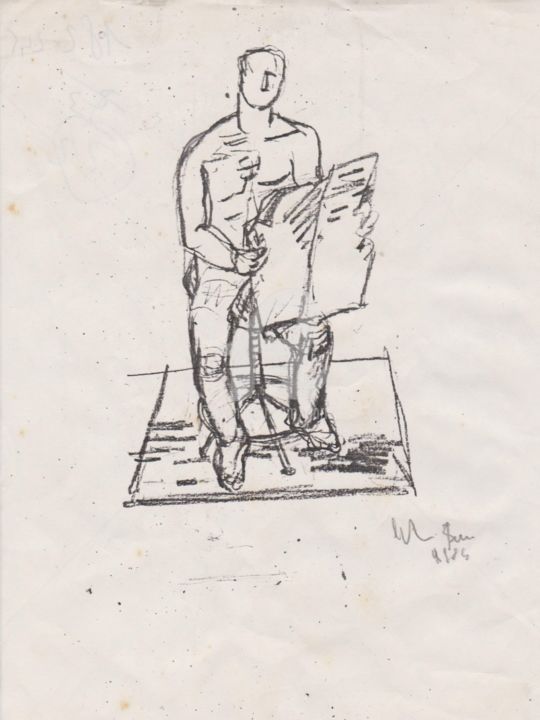 Drawing titled "studio-per-scultura…" by Bruno, Original Artwork, Pencil