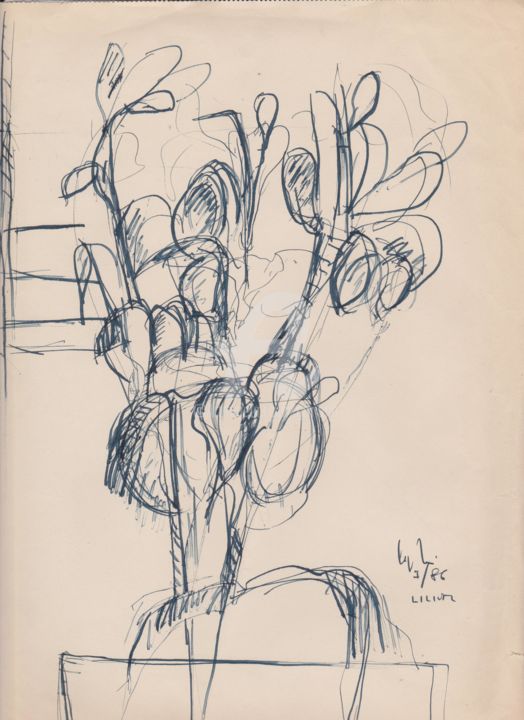 Disegno intitolato "lillium" da Bruno, Opera d'arte originale, Inchiostro