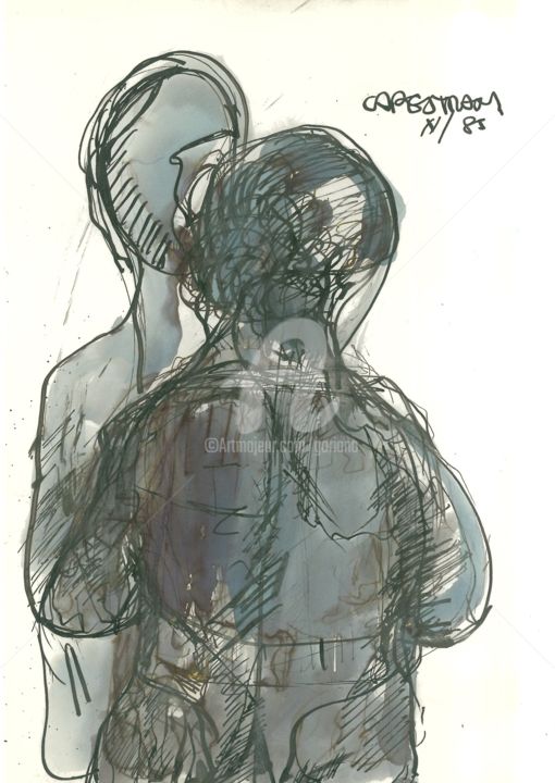 Disegno intitolato "chiacchierata-tra-a…" da Bruno, Opera d'arte originale, Inchiostro