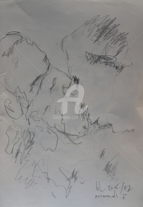 Drawing titled "momenti-1" by Bruno, Original Artwork, Pencil