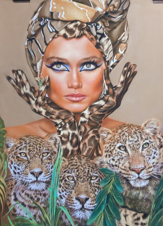 Pittura intitolato "tigresa" da Gorka Gonzalez Crespo, Opera d'arte originale, Pastello