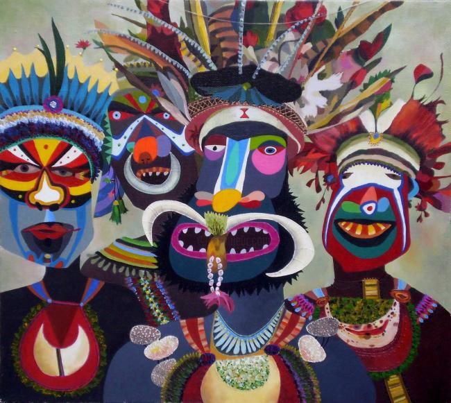 Peinture intitulée "Племя" par Gor Mkrtchyan, Œuvre d'art originale