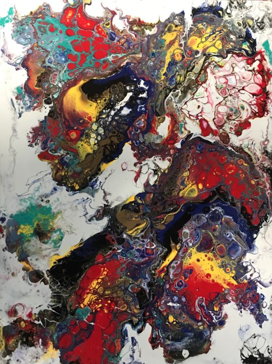 Painting titled "Pouring acrylic ❤️" by Malgorzata Kuraczyk, Original Artwork