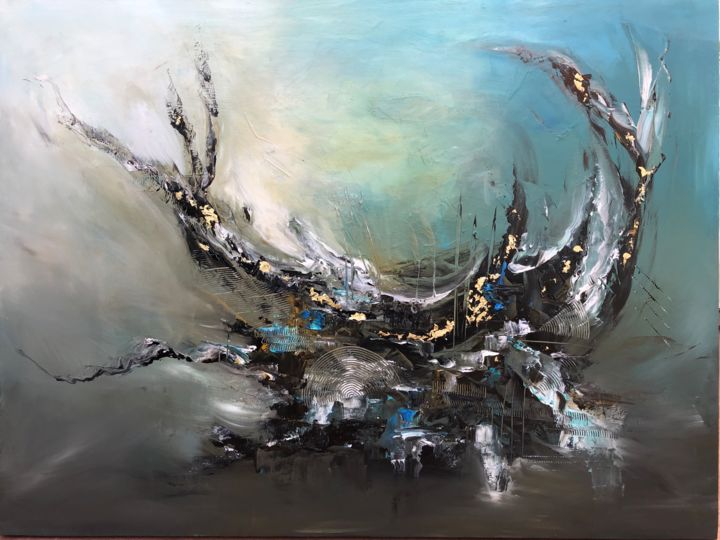 Painting titled "Aqua light" by Malgorzata Kuraczyk, Original Artwork, Acrylic