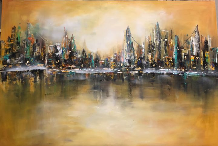 Painting titled "New York 1988" by Malgorzata Kuraczyk, Original Artwork, Acrylic