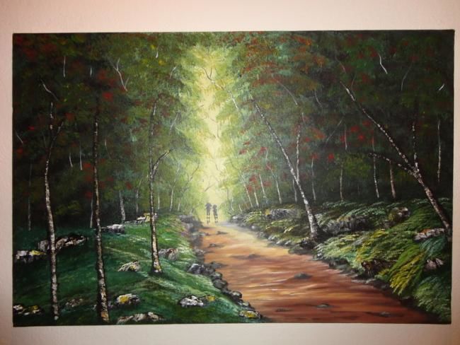 Painting titled "forest" by Malgorzata Kuraczyk, Original Artwork, Acrylic