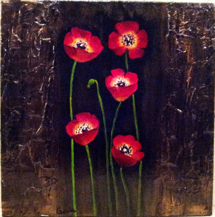 Malerei mit dem Titel "poppies" von Malgorzata Kuraczyk, Original-Kunstwerk, Acryl