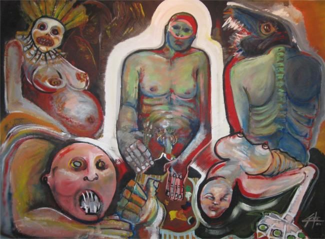 Pintura titulada "seres 5" por Goto, Obra de arte original, Oleo