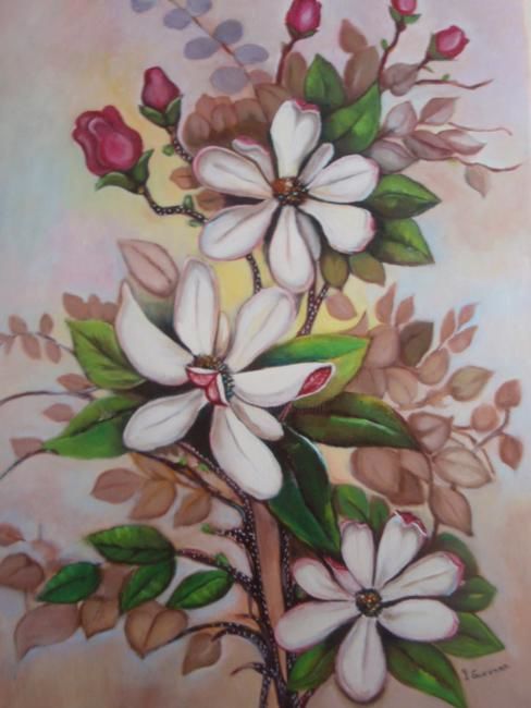 Pittura intitolato "Magnolias" da Yumira Guevara, Opera d'arte originale