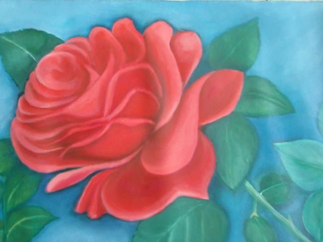 Peinture intitulée "Rosa Japonesa" par Yumira Guevara, Œuvre d'art originale