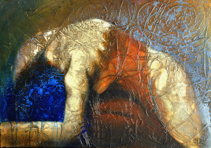 Malerei mit dem Titel "La nuit trop longue" von Gotz, Original-Kunstwerk, Acryl