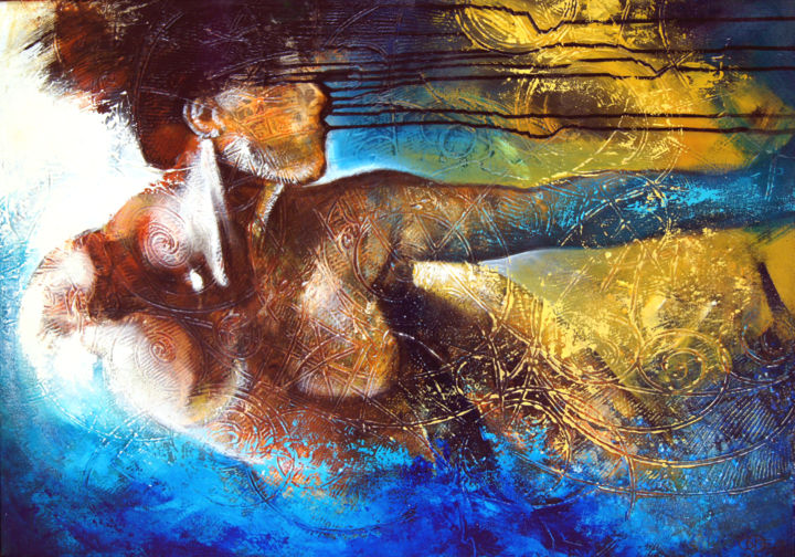 Painting titled "Sirene" by Gotz, Original Artwork, Acrylic