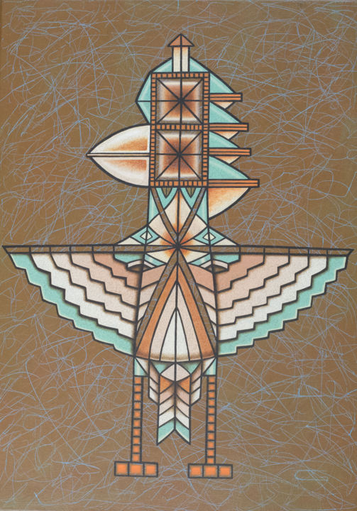 绘画 标题为“L'oiseau chaman” 由Éric Gouazé, 原创艺术品, 丙烯