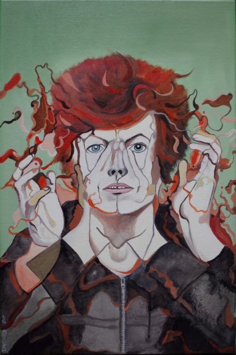 Peinture intitulée "David Bowie" par Mllegwen, Œuvre d'art originale, Huile