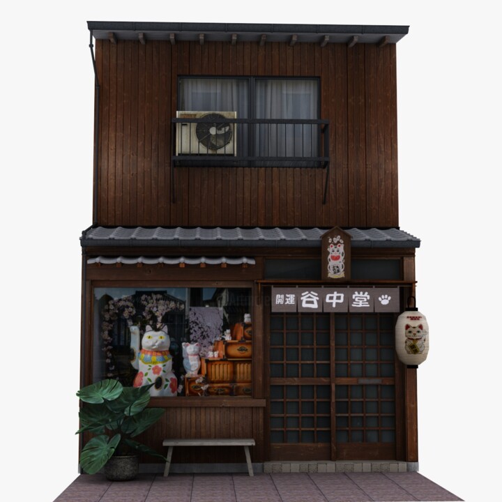 数字艺术 标题为“Yamakada store” 由Marianne Veirard, 原创艺术品, 三维建模