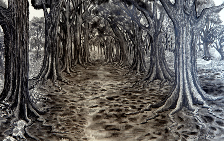 Pittura intitolato "shady-walk.jpg" da Todd Gould, Opera d'arte originale