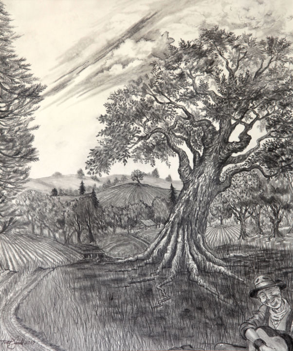 Drawing titled "country-road-a-song…" by Todd Gould, Original Artwork, Other