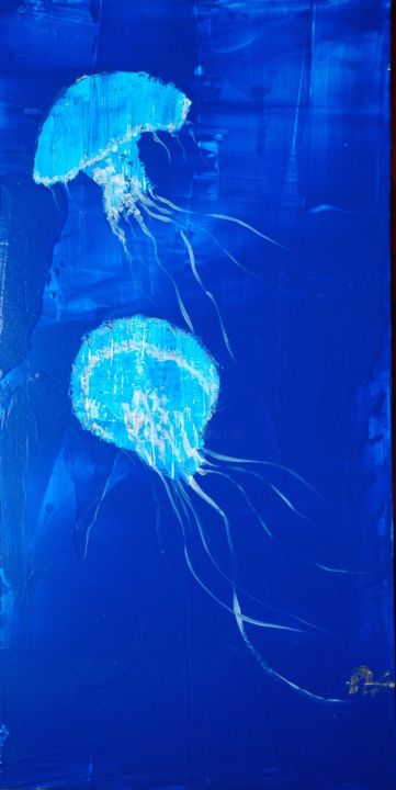 Peinture intitulée "64 - Comme des bleus" par Pag, Œuvre d'art originale, Huile