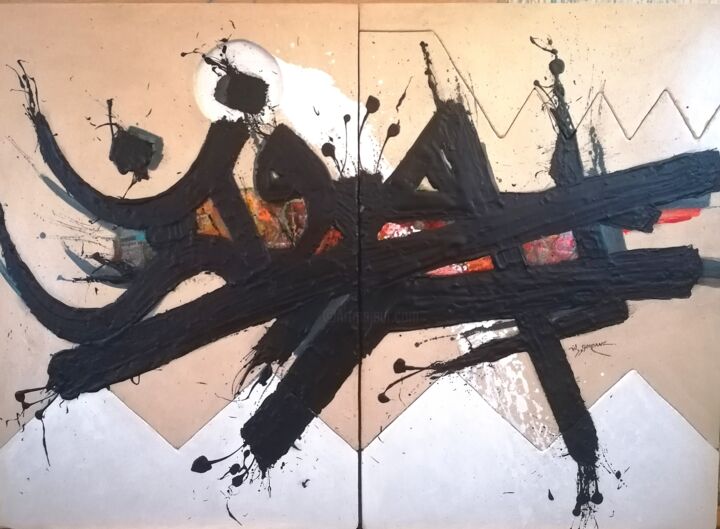 Malerei mit dem Titel "racines" von Omar Gourane, Original-Kunstwerk, Acryl