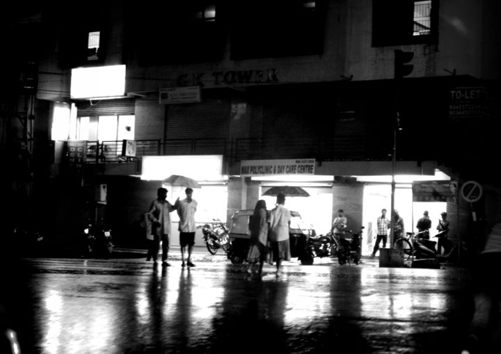 Photography titled "A Wet Night at Bang…" by Goutam Chakraborty, Original Artwork, Digital Photography